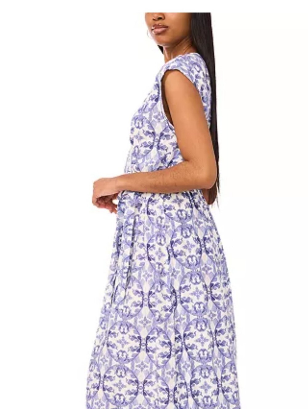 Vince Camuto Blue Scroll Surplice Neckline Maxi Dress Small